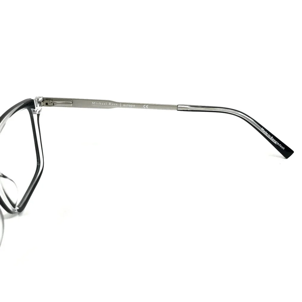 Michael Ryen Eyeglasses Frames MR-424 C2 Black Silver Clear Rectangle 54-17-145
